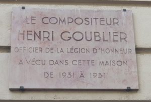 Henri Goublier au 98 boulevard Malesherbes a Paris plaque